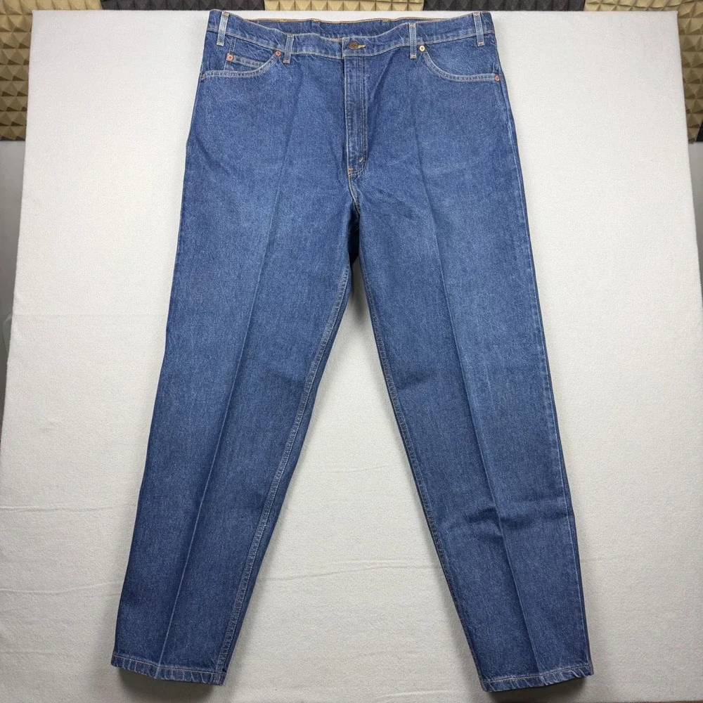 Vintage Levi's 550 Mens 44x32 Blue Relaxed Fit Tapered Leg Orange Tab Jeans 1996